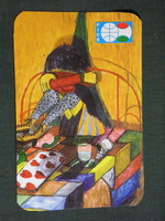 Kártyanaptár, FICE,segitség,tanács,védelem gyerekeknek,grafikai rajzos, 1999, (6)