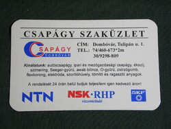 Kártyanaptár, Csapágy szaküzlet, Dombóvár,1999, (6)