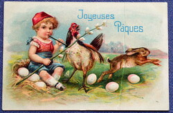 Antique embossed Easter greeting card - misprint