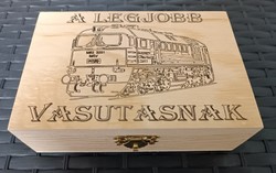 Vasutas Zsebóra ajándék Szergej mintás fa dobozban egyedi kézműves