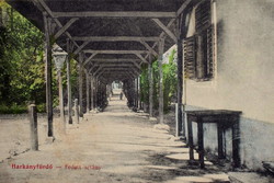 Harkányfürdő - covered promenade / colored photo postcard 1913 edition Mariska Feiler, ski lift