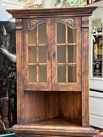Antique-style rustic display corner cabinet