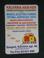 Kártyanaptár, Kálvária Aksi -Ker, akkumulátor szaküzlet szerviz, Szeged, 2000, (6)