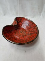 Tófej, marked, retro, applied art, glazed, ceramic plate, offering or ashtray in perfect condition