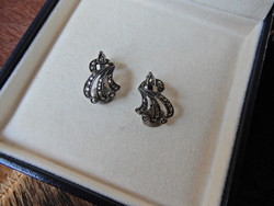 Old silver clip-on earrings with a pair of marcasite stones