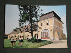 Képeslap, Balatonkeresztúr, Festetics-kastély,turistaház, úttörők, látkép részlet