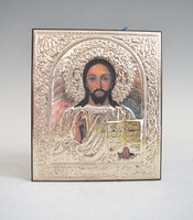 Old icon reproduction xx mid century silver frame. Jesus.