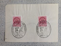 Széchenyi emlékkiállítás 1941 alkalmi bélyegzés kivágat