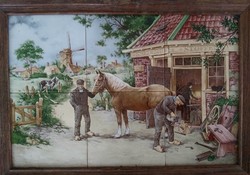 Holland lovas csempekép ( sérült)
