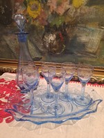 Blue glass liqueur set