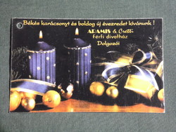 Card calendar, festive, Aramis men's fashion store, Pécs, candle, 2000, (6)