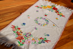 Old linen folk traditional Kalocsa tablecloth tablecloth runner hand-embroidered 82 x 43