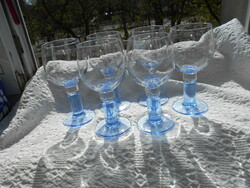 6 stemmed champagne glasses with beautiful blue thick stems