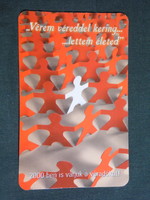 Kártyanaptár, Magyar vöröskereszt, véradás,, 2000, (6)