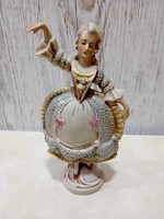 Thuringian porcelain rococo, baroque style checker, lady