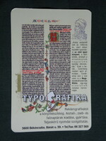 Card calendar, typographic graphic advertising studio printing service, Békéscsaba, 2000, (6)
