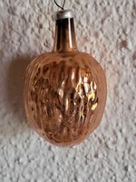 Retro, old, glass Christmas tree decoration_3 pieces together_golden walnut-raspberry
