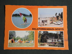 Postcard, Balatonszabadi salt lake, mosaic details, surfing, beach, camping, resort