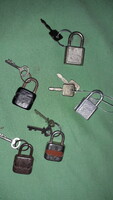 Antique working mini padlocks with keys, all tested, 5 in one as shown in the pictures