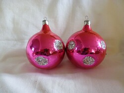 Old glass Christmas tree decorations - 2 speckled spheres!