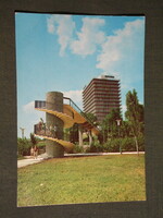 Képeslap, Balatonalmádi, Aurora hotel, felüljáró terasz, látkép részlet