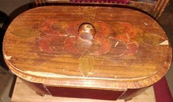 Biedermeier oval wooden sewing box,