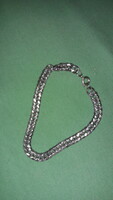 Old thick silver-plated metal chain, panzer chain flat and twisted link bracelet 19 cm as shown in the pictures