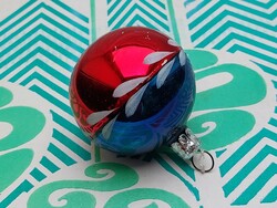 Old glass Christmas tree ornament sphere red blue glass ornament