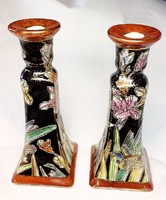 Pair of retro exotic candle holders from China with singing birds
