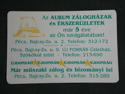 Card calendar, 5 years, aurum pawnshops jewelry stores, Pécs, 2001, (6)