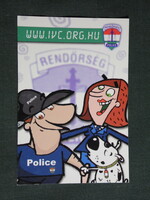 Kártyanaptár, Magyar Rendőrség, Police, grafikai rajzos, humoros , 2000, (6)