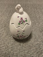 Herend hand-painted porcelain egg holder with bunny and flowers