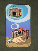 Kártyanaptár, Lakáskassza lakástakarékpénztár, grafikai rajzos, kutyaház, 2001, (6)