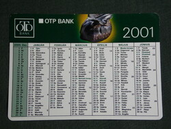 Kártyanaptár, OTP takarékpénztár, bank, névnapos, 2001, (6)