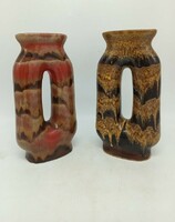 2 Retro vases, special shape, Hungarian applied art ceramics, one marked, 23.5 cm pair