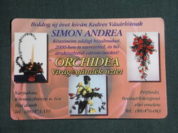 Kártyanaptár, Simon Andrea, Orchidea virág ajándék üzlet, Várpalota, Pétfürdő, 2000, (6)