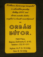 Kártyanaptár, Orbán bútor üzlet, lakberendezés, Pécs, 2000, (6)
