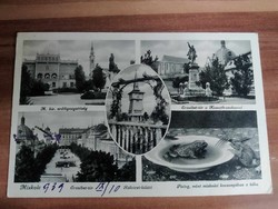 Miskolc, osztott lap Erzsébet tér,Rákóczi kilátó, "Pislog mint miskolci kocsonyában a béka",1939,