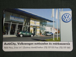 Kártyanaptár, Autó City Volkswagen autószalon, szerviz, Pécs, 2001, (6)