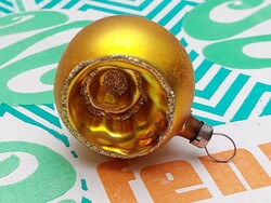 Old glass Christmas tree ornament mini sphere glass ornament with gold indented sides