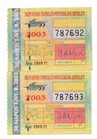 Bkv pass December 2003 serial number in 2 pairs