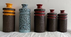 Set of 5 German retro ceramic vases together