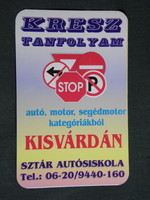 Kártyanaptár, Sztár autósiskola, Kisvárda, grafikai rajzos, KRESZ tábla, 2001, (6)