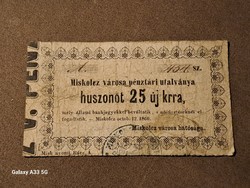 Miskolci Városi pénz, 25 Krajcár 1860