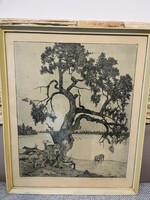 Nyári Lóránt: Papszigeti fák (1928-1982) (71x59cm) nagy méretű