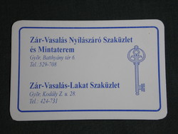 Kártyanaptár, Zár Vasalás Lakat szaküzlet, Győr , 2001, (6)
