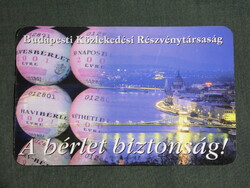 Card calendar, bkv, Budapest transport company. ,Pass, Budapest evening view of the chain bridge, 2001, (6)