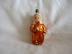 Old glass Christmas tree decoration - child in winter clothes!