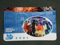Kártyanaptár, DDGÁZ, Millenniumi napok, gázszolgáltató Pécs, 2001, (6)