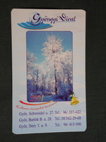 Card calendar, pearl clothing fashion stores, Győr, winter landscape, forest, park detail, 2001, (6)